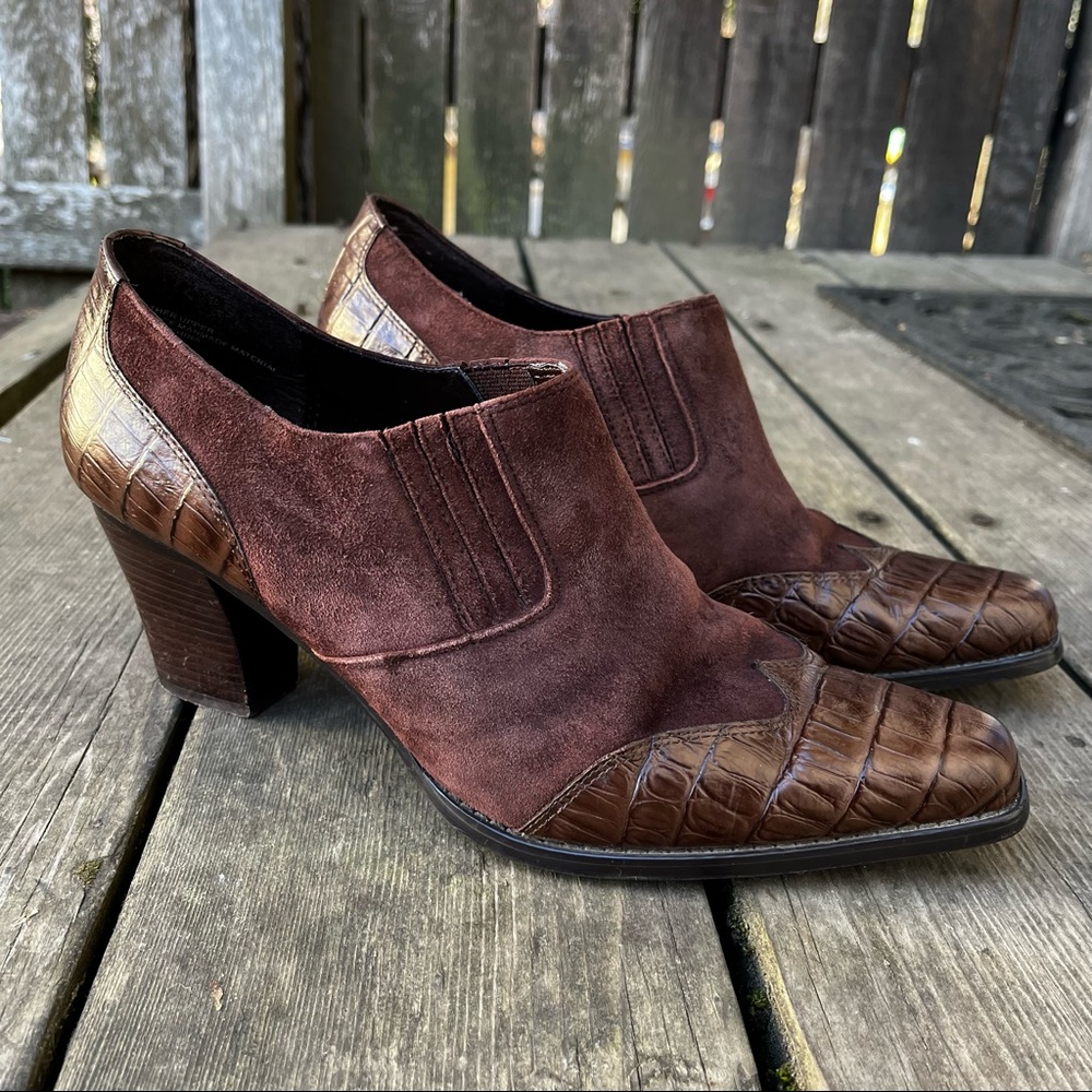 Coldwater Creek Leather Suede Ankle Western Boots Sz 9